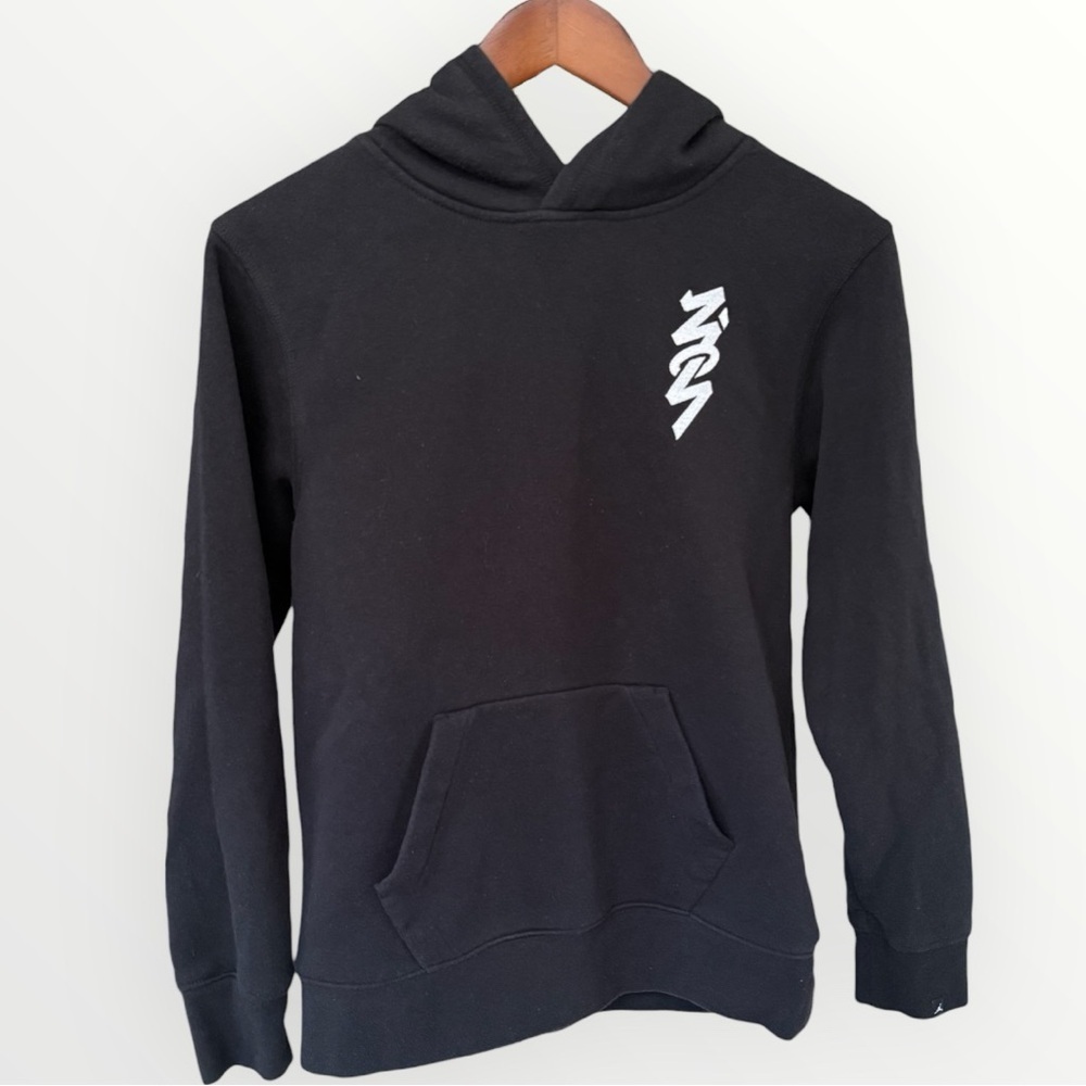 Jordan Boys MJ Zion Pullover Hoodie Black White Youth Size Large 12-13 Years